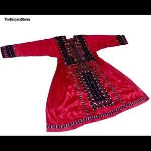 Red Pakistani Balochi embroidery dress BOHO